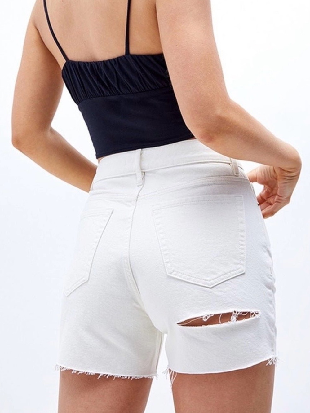 Pacsun off white wash high waist shorts size 28 peek a boo cut